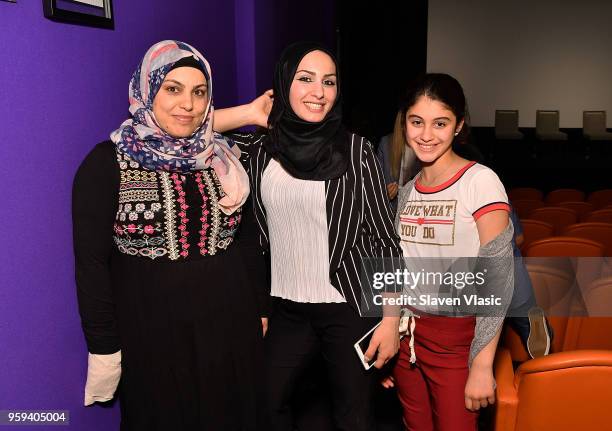 Linda Alhalabi, Yasmen Aboalshaer and Sedra Alhalabi attend "This is Home: A Refugee Story" - New York Premier Screening at Crosby Street Hotel on...
