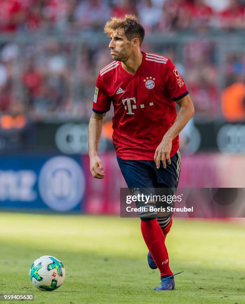 Javier Martinez of FC Bayern Muenchen runs with the ball during the Bundesliga match between FC Bayern Muenchen and VfB Stuttgart at Allianz Arena on...