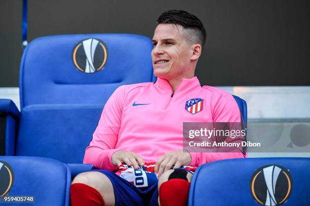 Kevin Gameiro of Atletico Madrid during the Europa League Final match between Marseille and Atletico Madrid at Groupama Stadium on May 16, 2018 in...