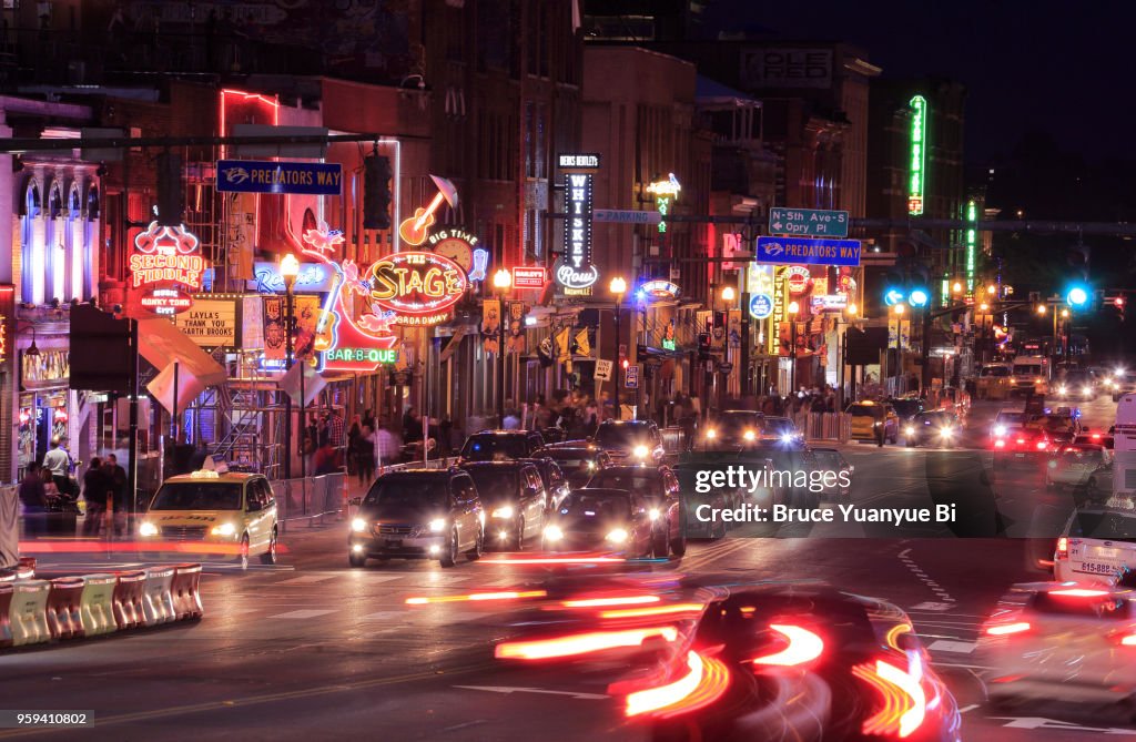 Night view of Lower Broadway