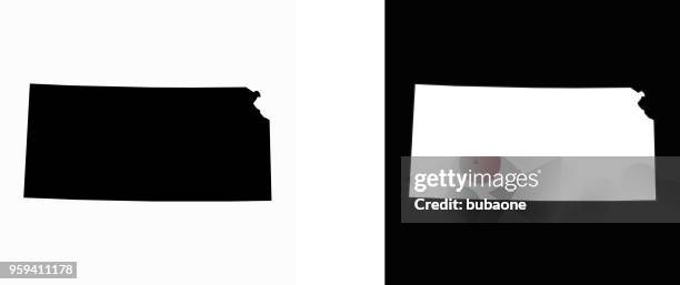 kansas state black and white simple map - kansas stock illustrations