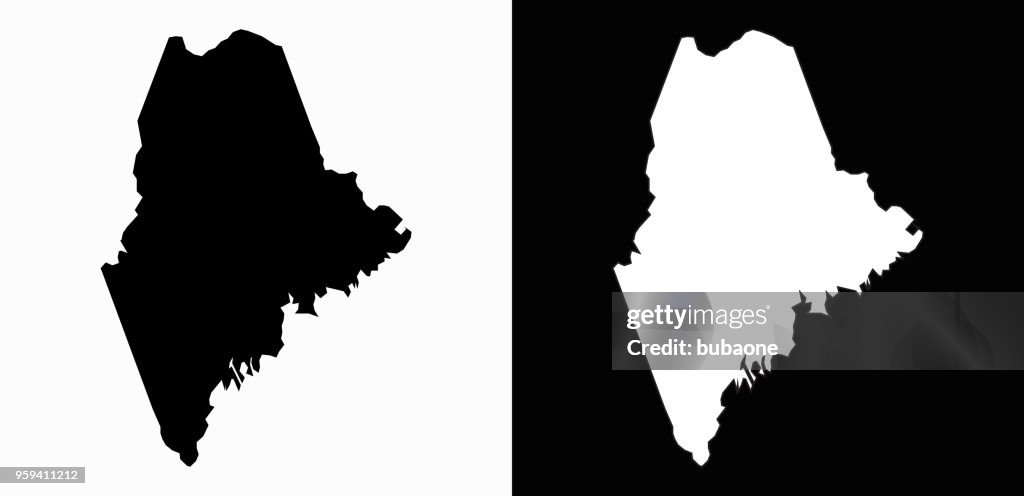 Maine State Black and White Simple Map