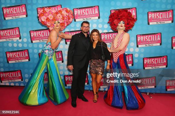 Ada Nicodemou poses alongside drag queens during the Priscilla Queen of the Desert Opening Night at Capitol Theatre on May 17, 2018 in Sydney,...