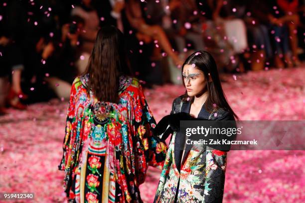 Model walks the runway during the Camilla show at Mercedes-Benz Fashion Week Resort 19 Collections at Carriageworks on May 17, 2018 in Sydney,...