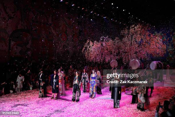 Models walk the runway during the Camilla show at Mercedes-Benz Fashion Week Resort 19 Collections at Carriageworks on May 17, 2018 in Sydney,...