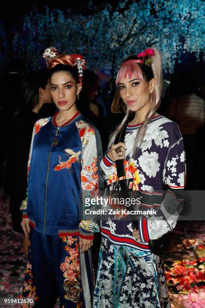 Lisa and Jess Origliasso arrive ahead of the Camilla show at Mercedes-Benz Fashion Week Resort 19 Collections at Carriageworks on May 17, 2018 in...