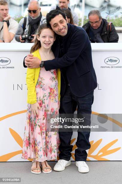 Actress, Alida Baldari Calabria and actor Marcello Fonte attend the photocall for the "Dogman" during the 71st annual Cannes Film Festival at Palais...