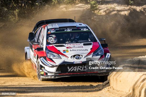 Ott Tanak of Estonia and Martin Jarveoja of Estonia compete in their Toyota Gazoo Racing WRT Toyota Yaris WRC during the shakedown of the WRC...