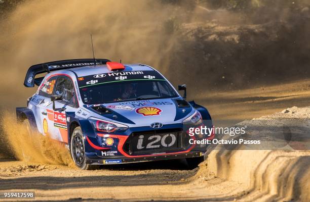Daniel Sordo of Spain and Carlos Del Barrio of Spain compete in their Hyundai Shell Mobis WRT Hyundai i20 Coupe WRC during the shakedown of the WRC...