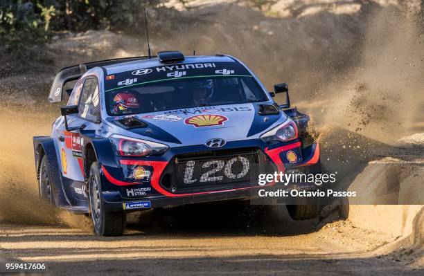 Thierry Neuville of Belgium and Nicolas Gilsoul of Belgium compete in their Hyundai Shell Mobis WRT Hyundai i20 Coupe WRC during the shakedown of the...