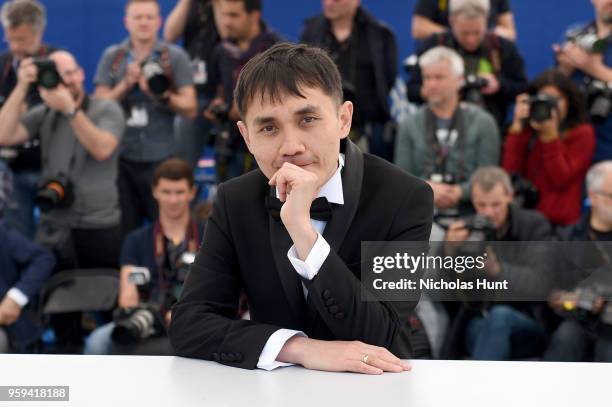 Director Adilkhan Yerzhanov attends "The Gentle Indifference Of The Word" Photocall during the 71st annual Cannes Film Festival at Palais des...