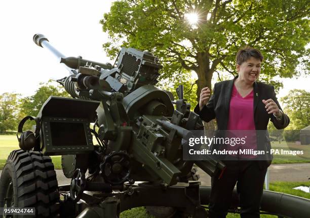 Scottish Conservative leader Ruth Davidson pulls the lever to empty the barrel of The Royal Artillery gun, before firing it to signal the start of...