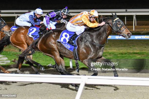 Pirellina ridden by Jake Noonan wins the Bunyip Football Netball Club F&M BM64 Handicap at Racing.com Park Synthetic Racecourse on May 17, 2018 in...