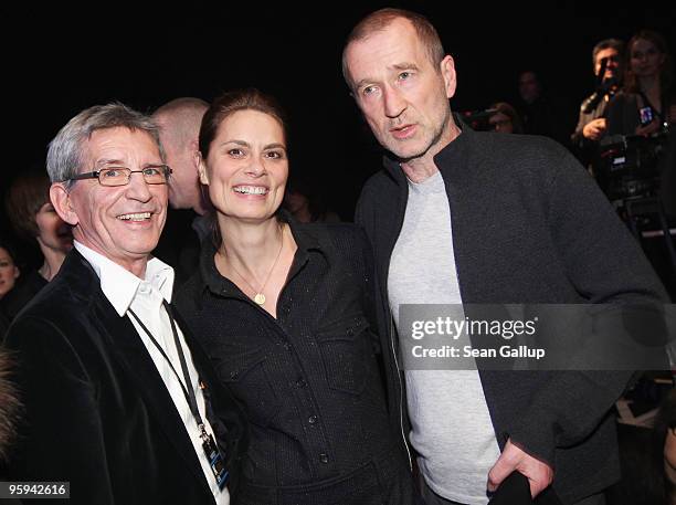 Gerd Strehle, Sarah Wiener and Peter Lohmeyer attend the Strenesse Blue Fashion Show during the Mercedes-Benz Fashion Week Berlin Autumn/Winter 2010...