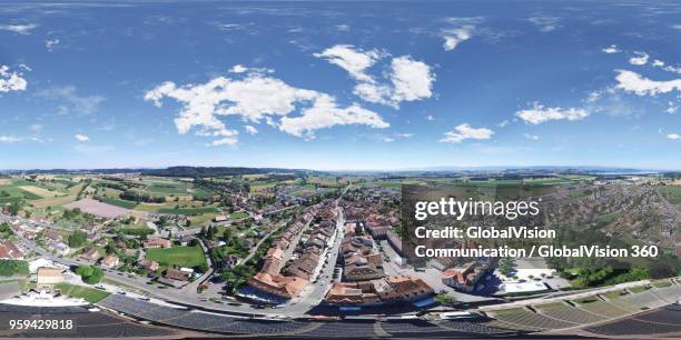 360° immersive panorama of roman amphitheatre, avenches in switzerland - avenches location stock pictures, royalty-free photos & images