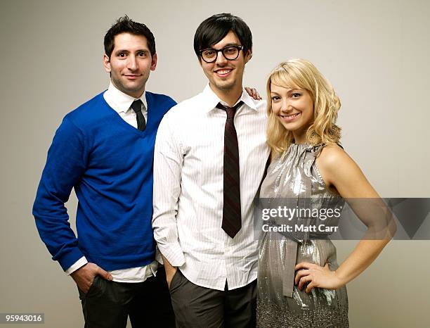 Actor Eric M. Levy, writer/director Bobby Miller and actress Megan Raye Manzi pose for portrait during the 2010 Sundance Film Festival held at the...