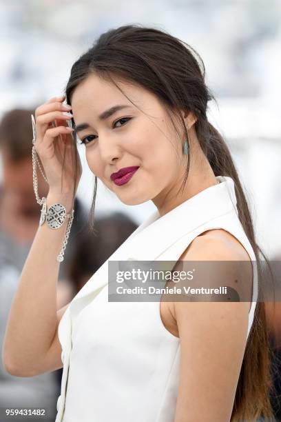 Actress Dinara Baktybaeva attends the photocall for the "The Gentle Indifference Of The Word" during the 71st annual Cannes Film Festival at Palais...