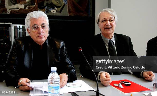 Germano Celant and Davide Rampello attend "Arte Povera": Press Conference At The Triennale on January 22, 2010 in Milan, Italy.