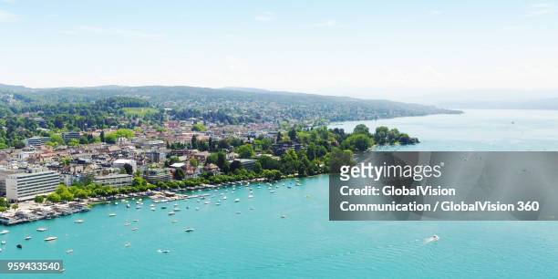 zurich, switzerland form a aerial point of view - lake zurich stock pictures, royalty-free photos & images