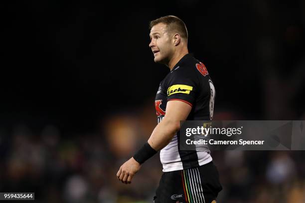 Trent Merrin of the Panthers shows his emotion as he is sent to the sin bin during the round 11 NRL match between the Penrith Panthers and the Wests...