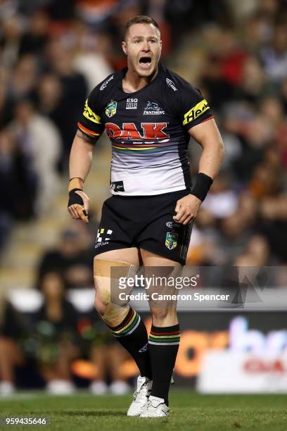 Trent Merrin of the Panthers shows his emotion as he is sent to the sin bin during the round 11 NRL match between the Penrith Panthers and the Wests...