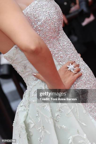 Aishwarya Rai attends the screening of "Sink Or Swim " during the 71st annual Cannes Film Festival at Palais des Festivals on May 13, 2018 in Cannes,...