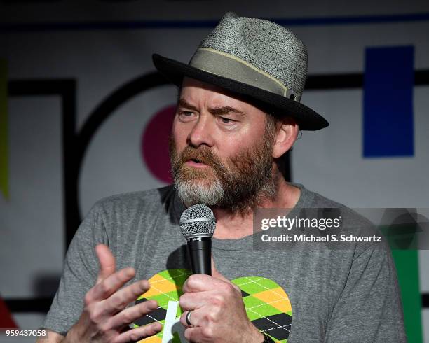 Comedian and actor David Koechner performs on day two of the NOHO Comedy Festival at Ha Ha Cafe Comedy Club on May 16, 2018 in North Hollywood,...