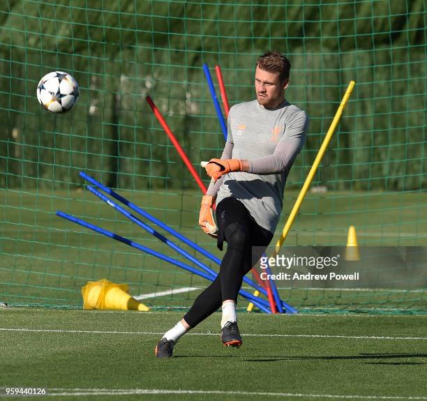 Simon Mignolet of Liverpool during a training session at Marbella Football Center on May 16, 2017 in San Pedro De Alcantara, Spain.
