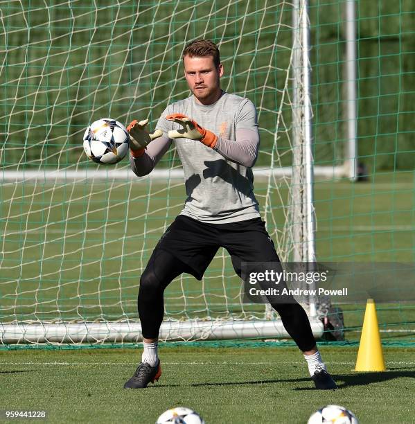 Simon Mignolet of Liverpool during a training session at Marbella Football Center on May 16, 2017 in San Pedro De Alcantara, Spain.