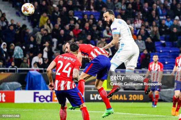 Kostas Mitroglou of Marseille during the Europa League Final match between Marseille and Atletico Madrid at Groupama Stadium on May 16, 2018 in Lyon,...