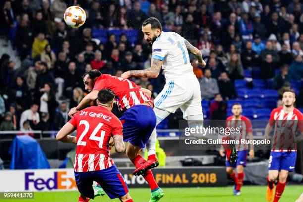 Kostas Mitroglou of Marseille during the Europa League Final match between Marseille and Atletico Madrid at Groupama Stadium on May 16, 2018 in Lyon,...