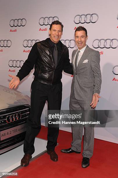 Ralf Moeller and Kai Pflaume attend the Audi Night at Hotel 'Zur Tenne' on January 22, 2010 in Kitzbuehel, Austria.