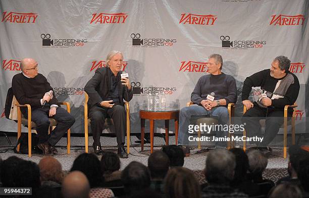 Moderator David Rooney,director James Cameron,actor Stephan Lang and producer Jon Landau attendS a screening of "Avatar" during the 2009 Variety...
