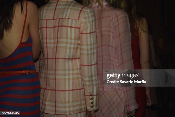 Model prepares backstage ahead of the Hansen & Gretel show at Mercedes-Benz Fashion Week Resort 19 Collections at Carriageworks on May 15, 2018 in...