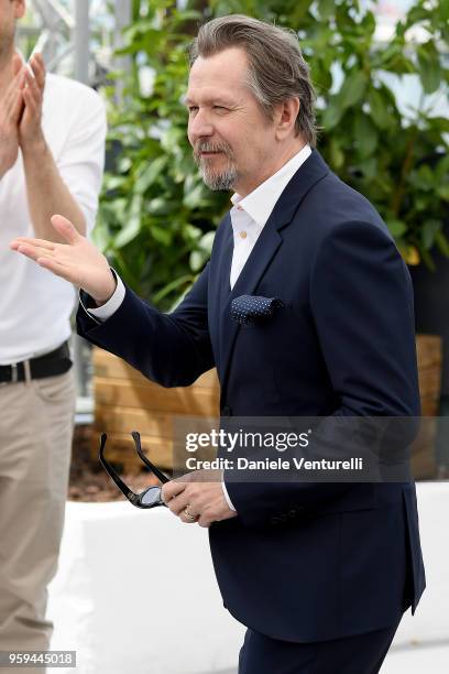 Gary Oldman attends the photocall for Rendez-Vous With Gary Oldman during the 71st annual Cannes Film Festival at Palais des Festivals on May 17,...