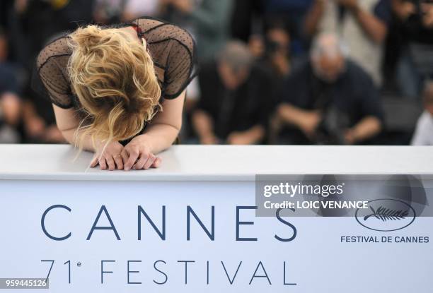 Italian actress Elena Radonicich poses on May 17, 2018 during a photocall for the film "In My Room" at the 71st edition of the Cannes Film Festival...