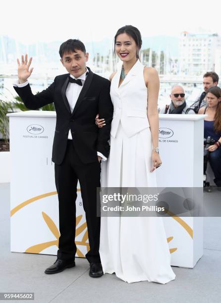 Kazakh film director Adilkhan Yerzhanov and Kazakh actress Dinara Baktybayeva attend the photocall for the "The Gentle Indifference Of The Word"...