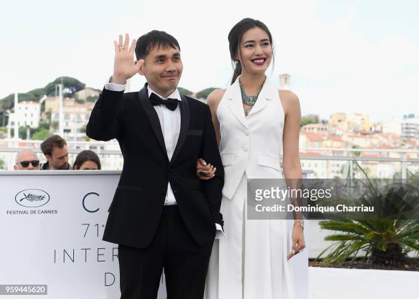 Kazakh film director Adilkhan Yerzhanov and Kazakh actress Dinara Baktybayeva attend the photocall for the "The Gentle Indifference Of The Word"...