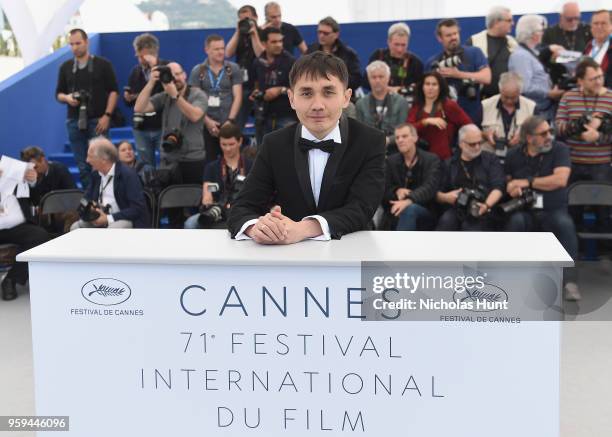 Kazakh film director Adilkhan Yerzhanov attends the photocall for the "The Gentle Indifference Of The Word" during the 71st annual Cannes Film...