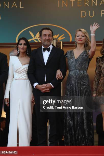 Leila Bekhti, Gilles Lellouche and Virginie Efira attend the screening of 'Sink Or Swim ' during the 71st annual Cannes Film Festival at Palais des...