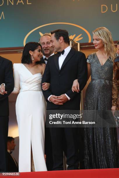 Leila Bekhti, Benoit Poelvoorde, Gilles Lellouche and Virginie Efira attend the screening of 'Sink Or Swim ' during the 71st annual Cannes Film...