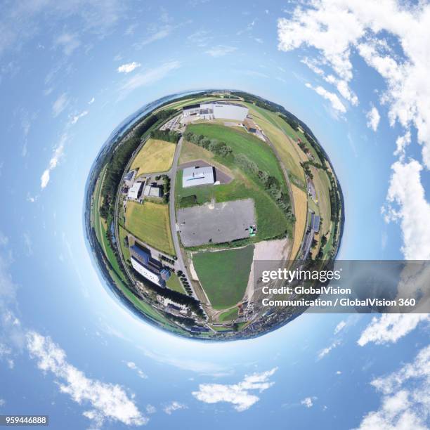 little planet of rural scene in avenches, vaud canton, switzerland - avenches location stock pictures, royalty-free photos & images