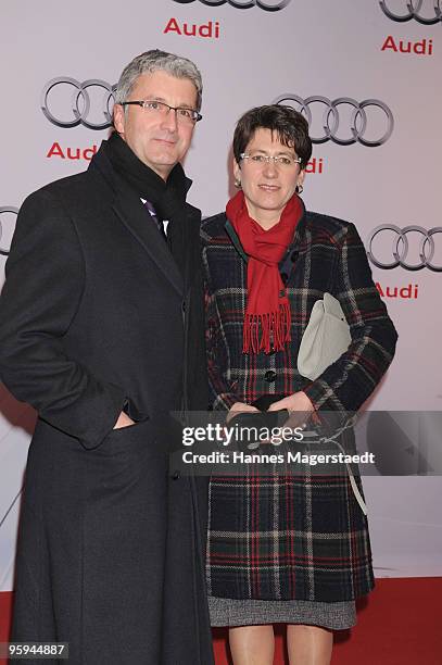 Rupert Stadler, CEO of Audi Group car producer and his wife Angelika attend the Audi Night at Hotel 'Zur Tenne' on January 22, 2010 in Kitzbuehel,...