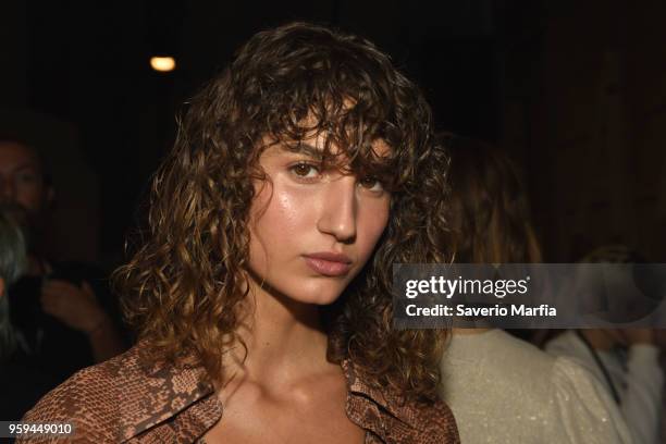 Model poses backstage ahead of the Hansen & Gretel show at Mercedes-Benz Fashion Week Resort 19 Collections at Carriageworks on May 15, 2018 in...