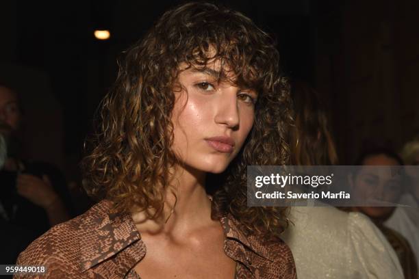 Model poses backstage ahead of the Hansen & Gretel show at Mercedes-Benz Fashion Week Resort 19 Collections at Carriageworks on May 15, 2018 in...