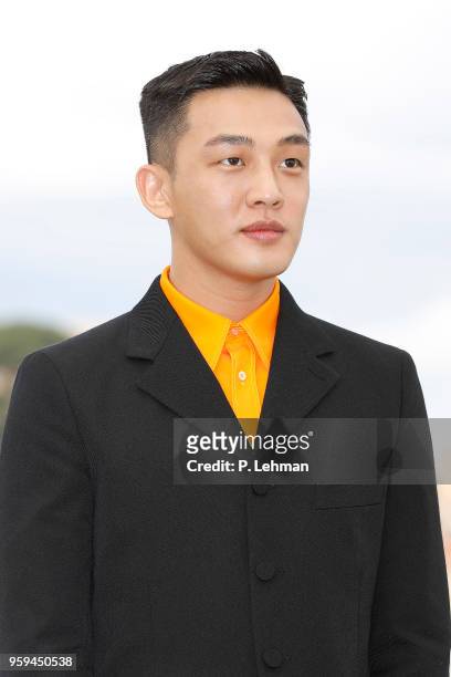 Ah-in Yoo at the "Burning" photocall during the 71st Cannes Film Festival at the Palais des Festivals on May ZZZ, 2018 in Cannes, France.
