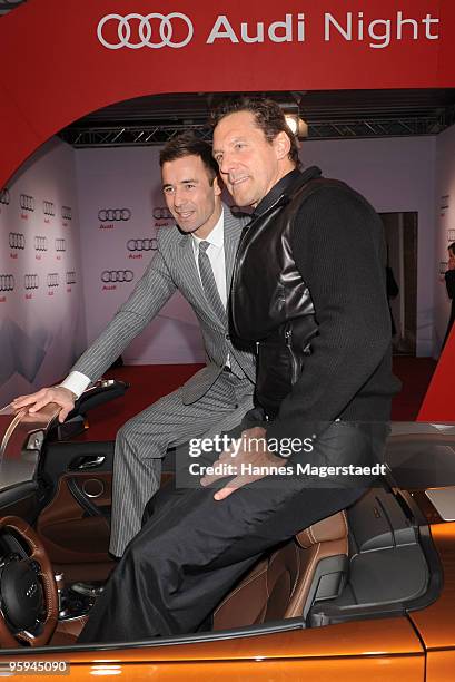 Kai Pflaume and Ralf Moeller attend the Audi Night at Hotel 'Zur Tenne' on January 22, 2010 in Kitzbuehel, Austria.