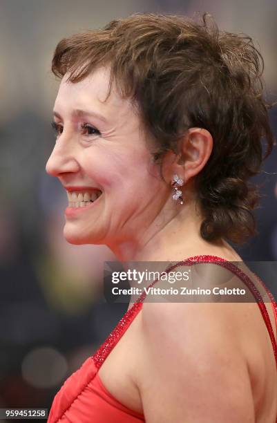 Nicoletta Braschi attends the screening of "Dogman" during the 71st annual Cannes Film Festival at Palais des Festivals on May 16, 2018 in Cannes,...