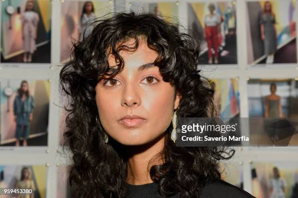 Model poses backstage ahead of the C/Meo Collective show at Mercedes-Benz Fashion Week Resort 19 Collections at Carriageworks on May 15, 2018 in...