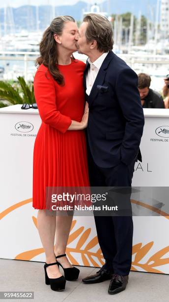 Actor Gary Oldman and wife Gisele Schmidt attend the Rendez-Vous with Gary Oldman Photocall during the 71st annual Cannes Film Festival at Palais des...